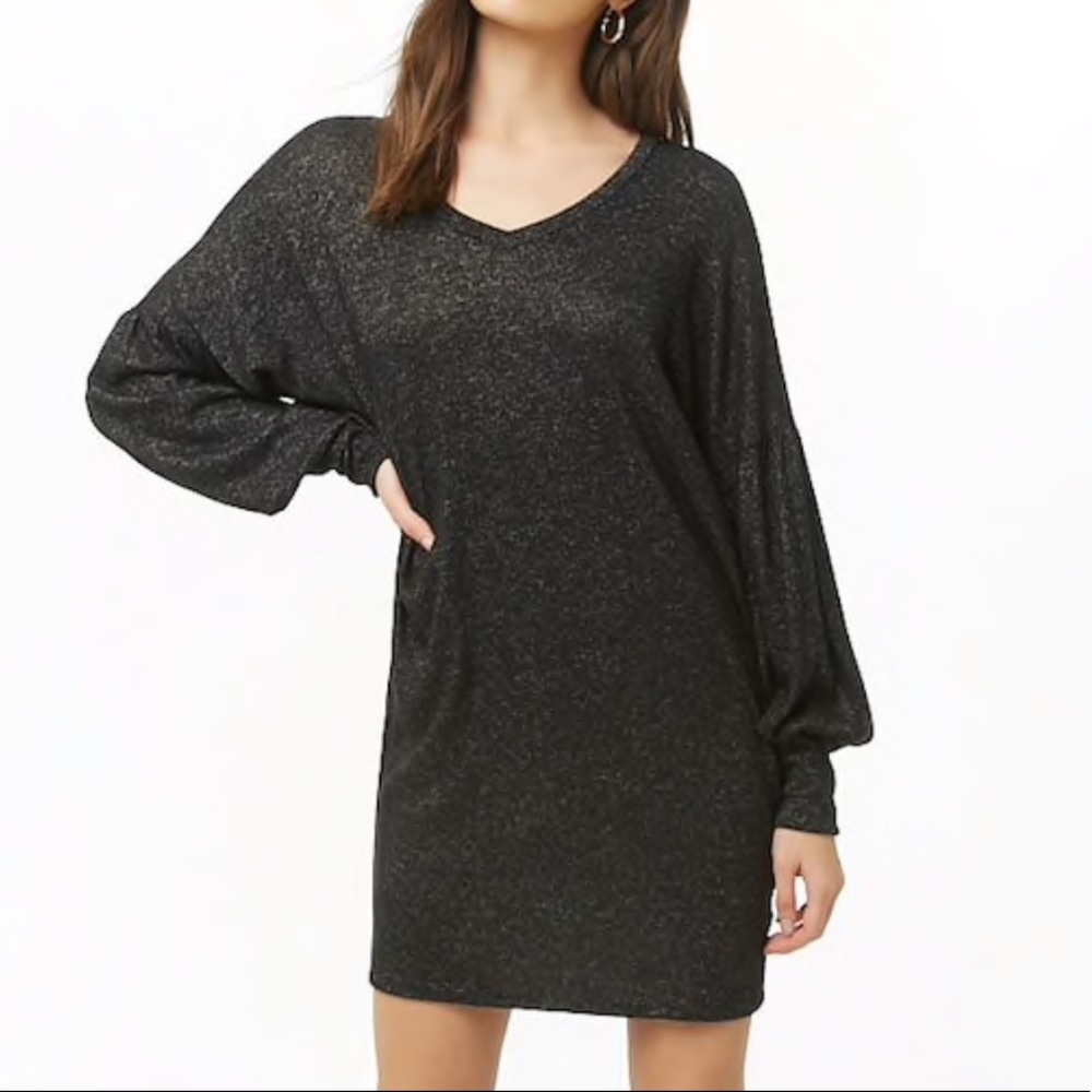 Forever 21 Balloon Sleeve Sweater Mini Dress 🖤